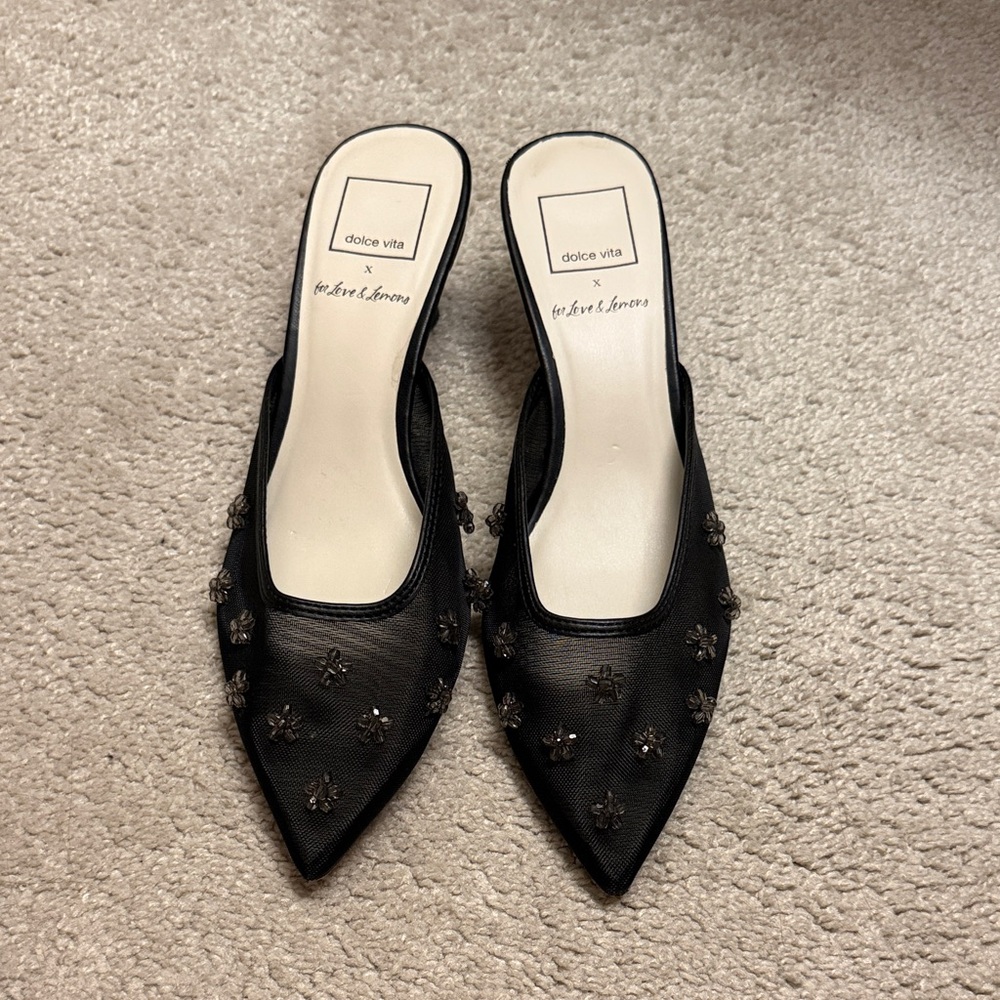 Dolce Vita Black Claire X For Love & Lemons Embellished Kitten Heel